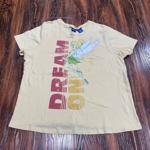 Disney Yellow Tinker Bell Short Sleeve Women's Tee Shirt Top Vintage Size 3X XL